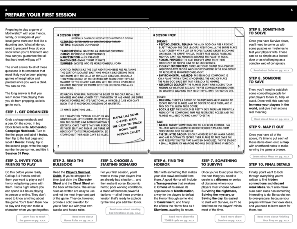 Mothership Prepare Your First Session