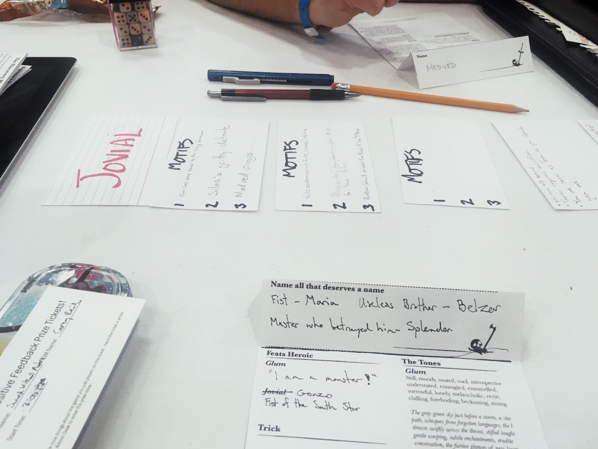 My character sheet for Swords without Masters